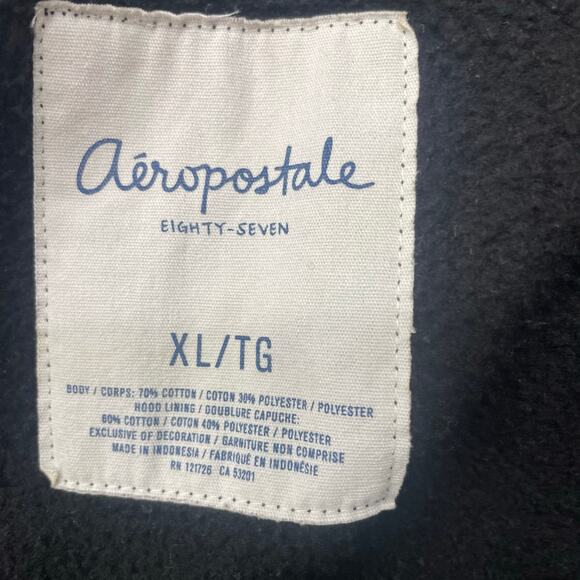 Aeropostale Y2K Hoodie Embroidered  Full Zip  Embroidered Spellout Sz XL Black - Picture 3 of 11